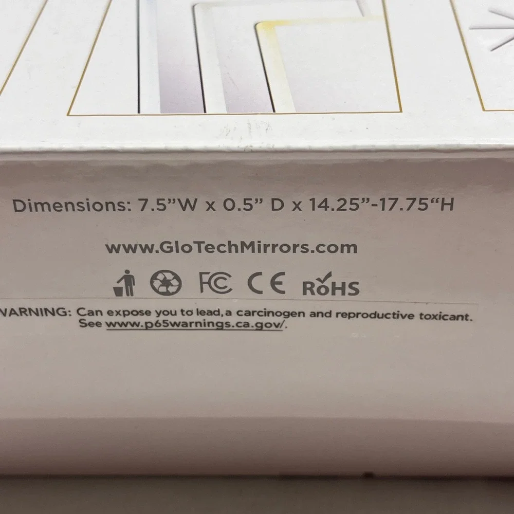 Glo Tech Rectangle LED Mirror Black Dimmable 10x Magnifying 3 Light Seting NEW